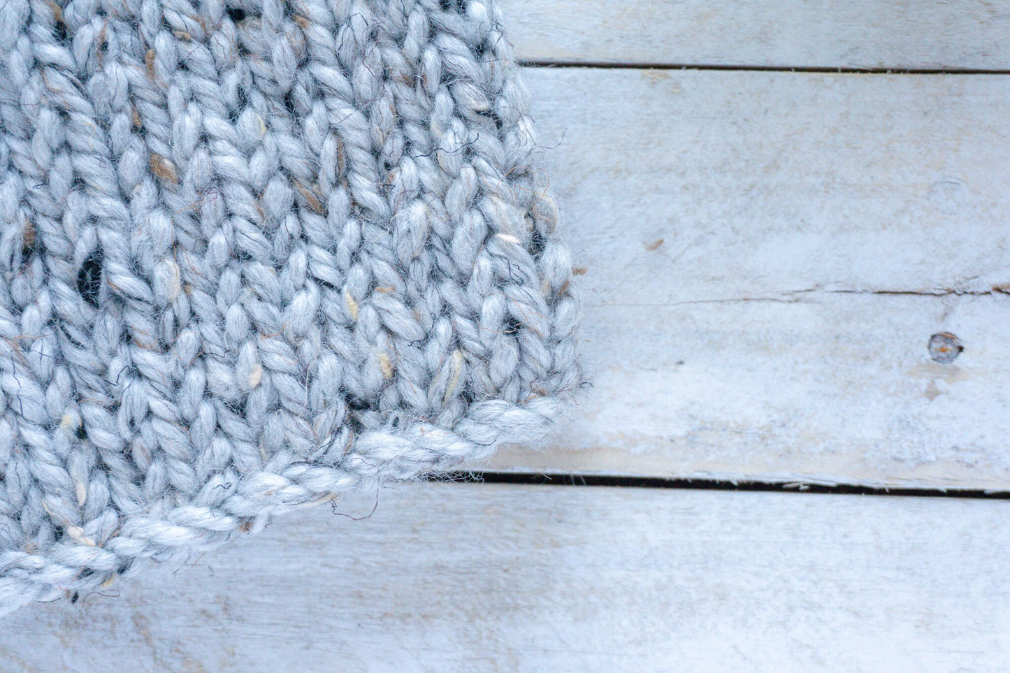 Knit Slouchy Gray Speckled Beanie with Faux Fur Pom, Mens, Womens, Girls, Boys,