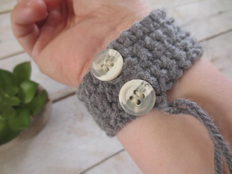 My Favorite Bracelet, Crochet Bracelet, Button Clasp Bracelet, Cuff Bracelet, Gift for Her, Mother's Day Gift, Handmade Jewelry, Jewelry