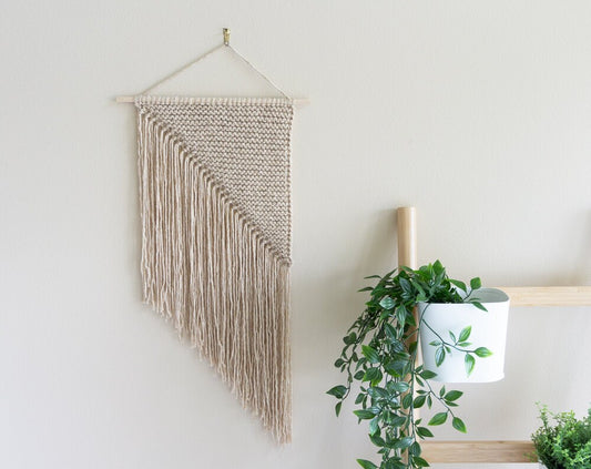 Ready to Ship, Khaki Beige Knit Wall Hanging, Nursery, Baby Shower Gift