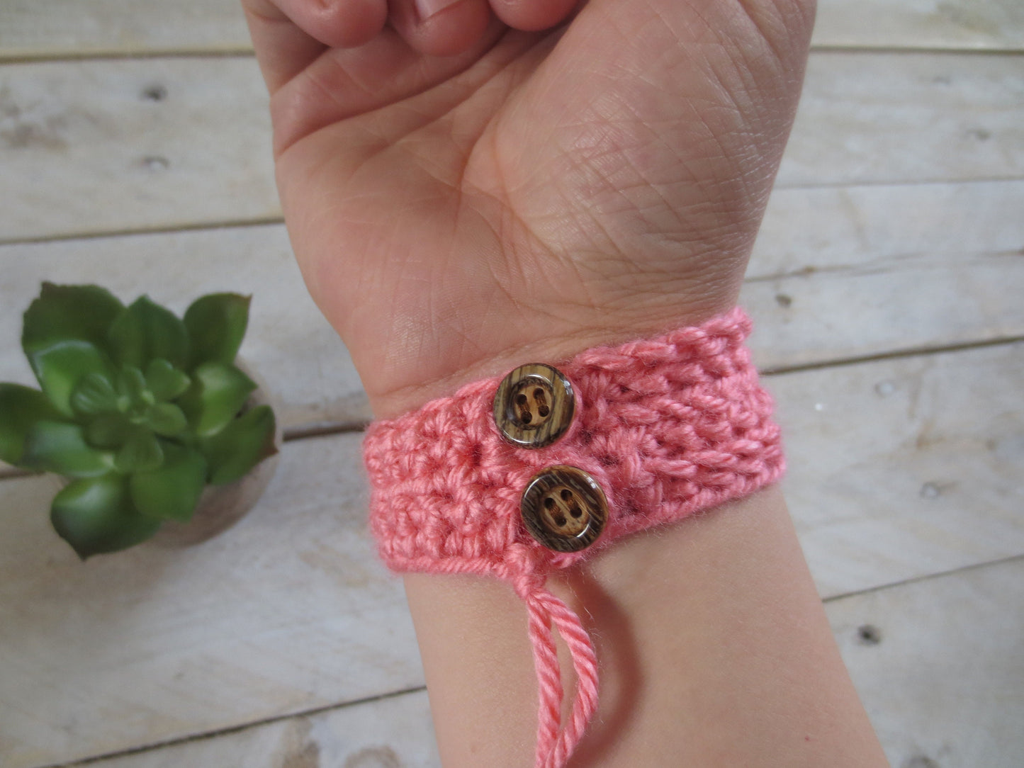 My Favorite Bracelet, Crochet, Button Clasp, Ready to Ship