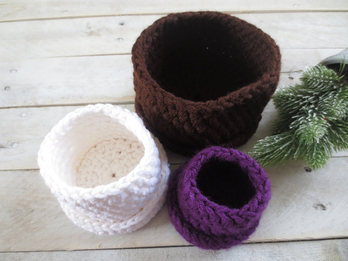 Crochet Boxes, Containers, Set of 3, MADE TO ORDER