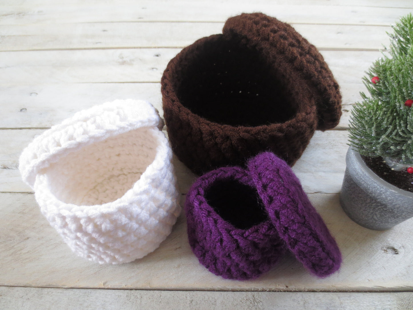 Crochet Boxes, Containers, Set of 3, MADE TO ORDER