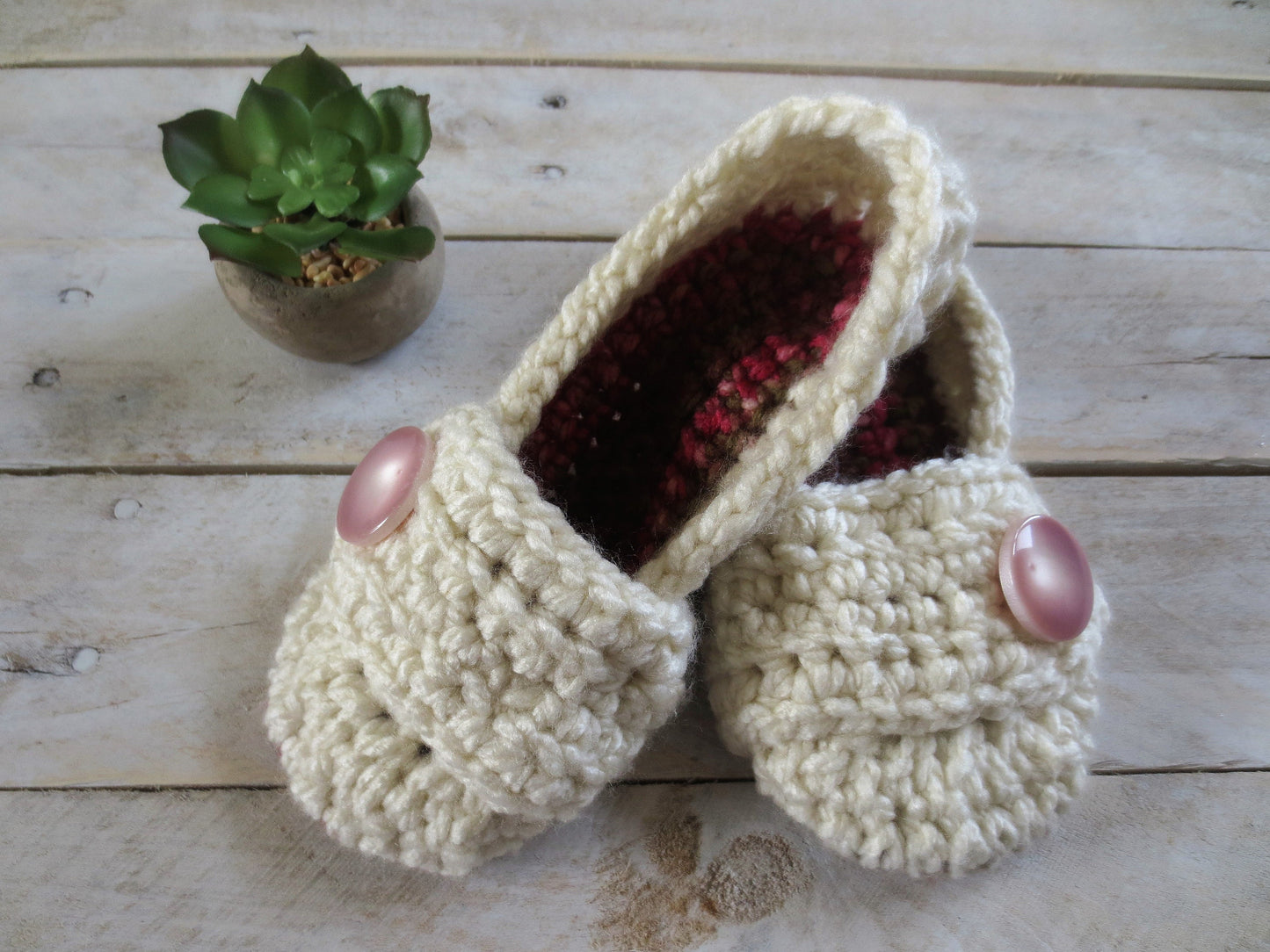 Crochet House Slippers, Shoes, Size 3-4 Ready to Ship