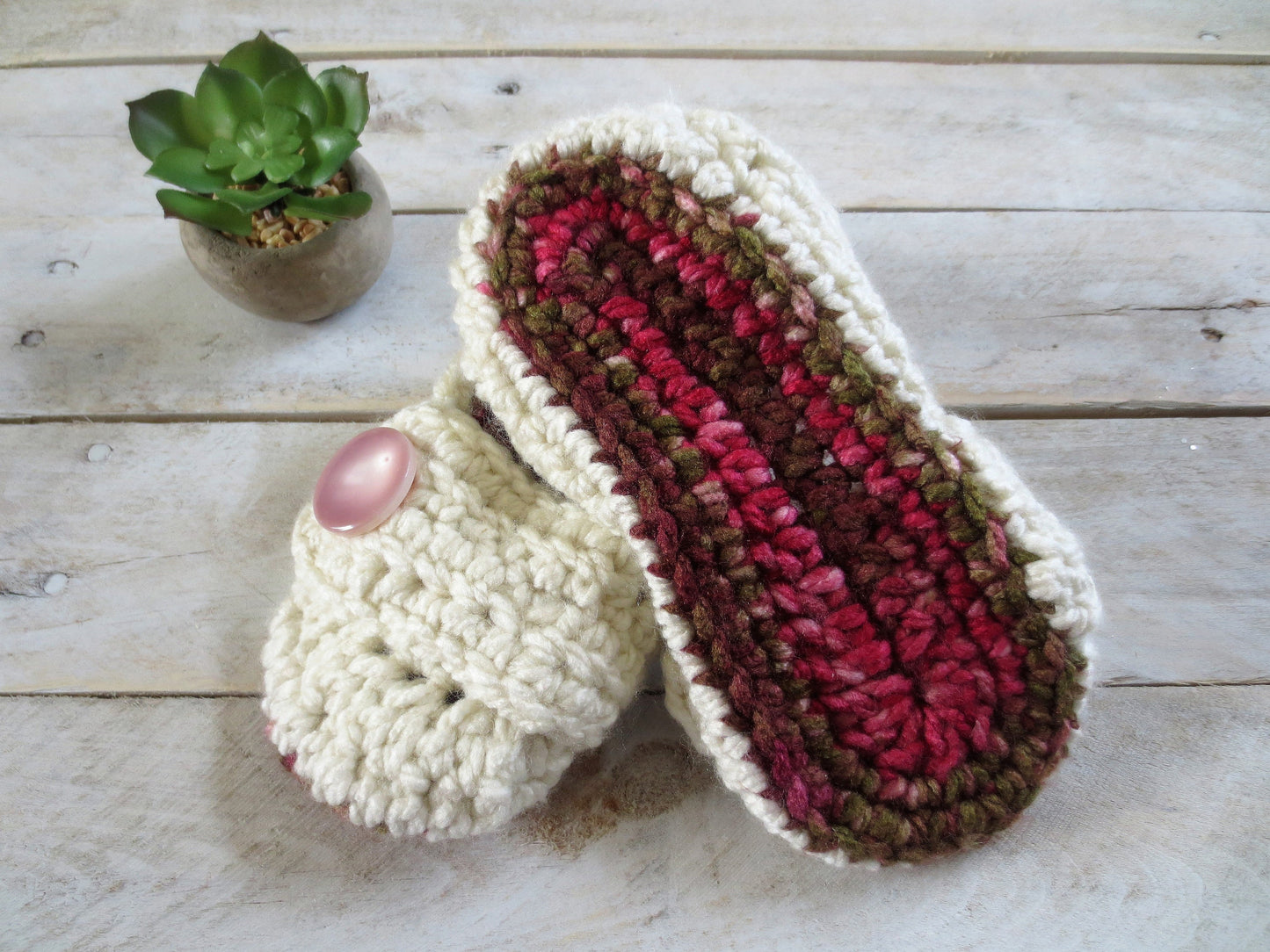 Crochet House Slippers, Shoes, Size 3-4 Ready to Ship