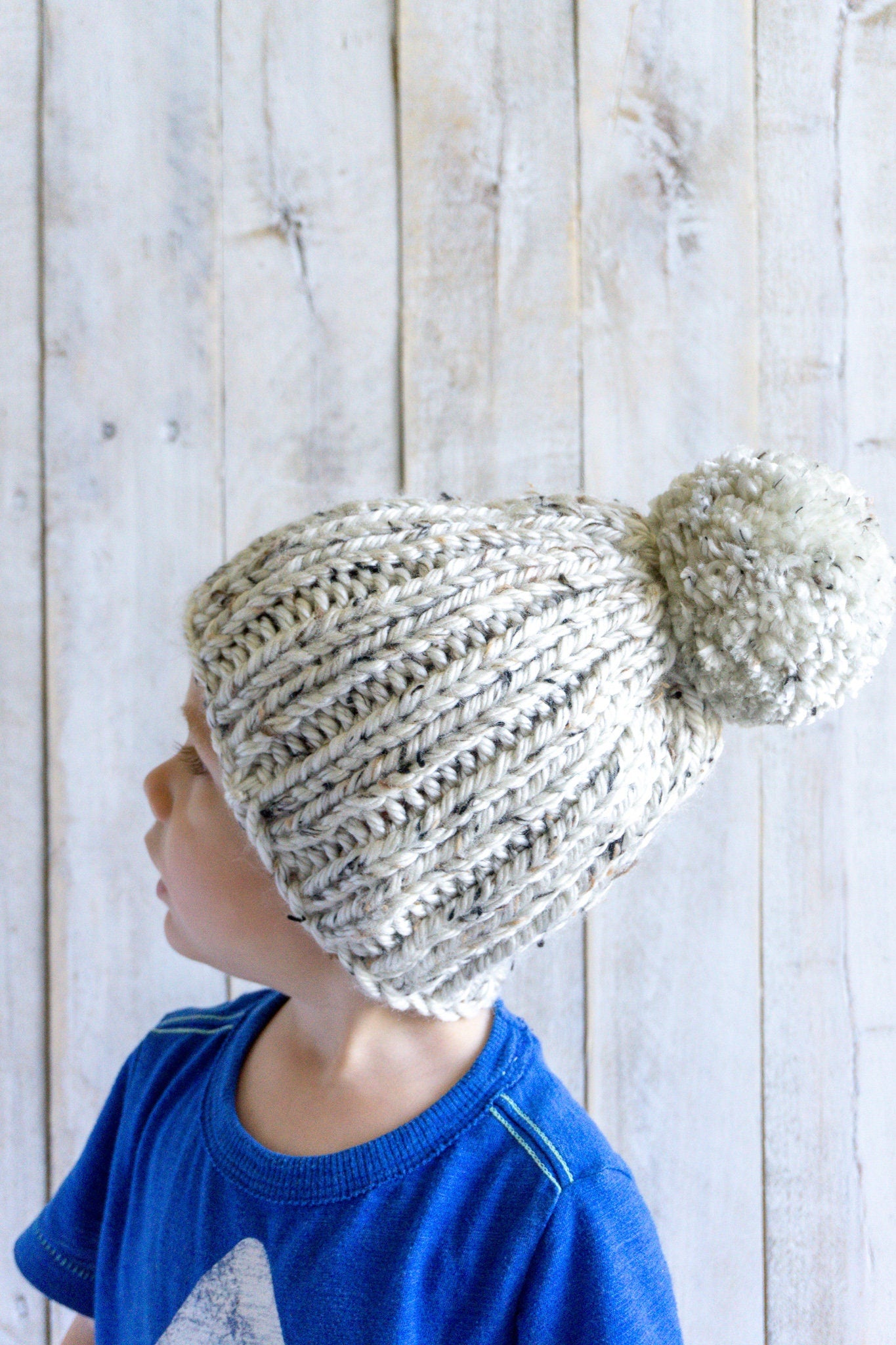 Knit Slouchy Beanie with Yarn Pom, Toddlers, Girls, Boys