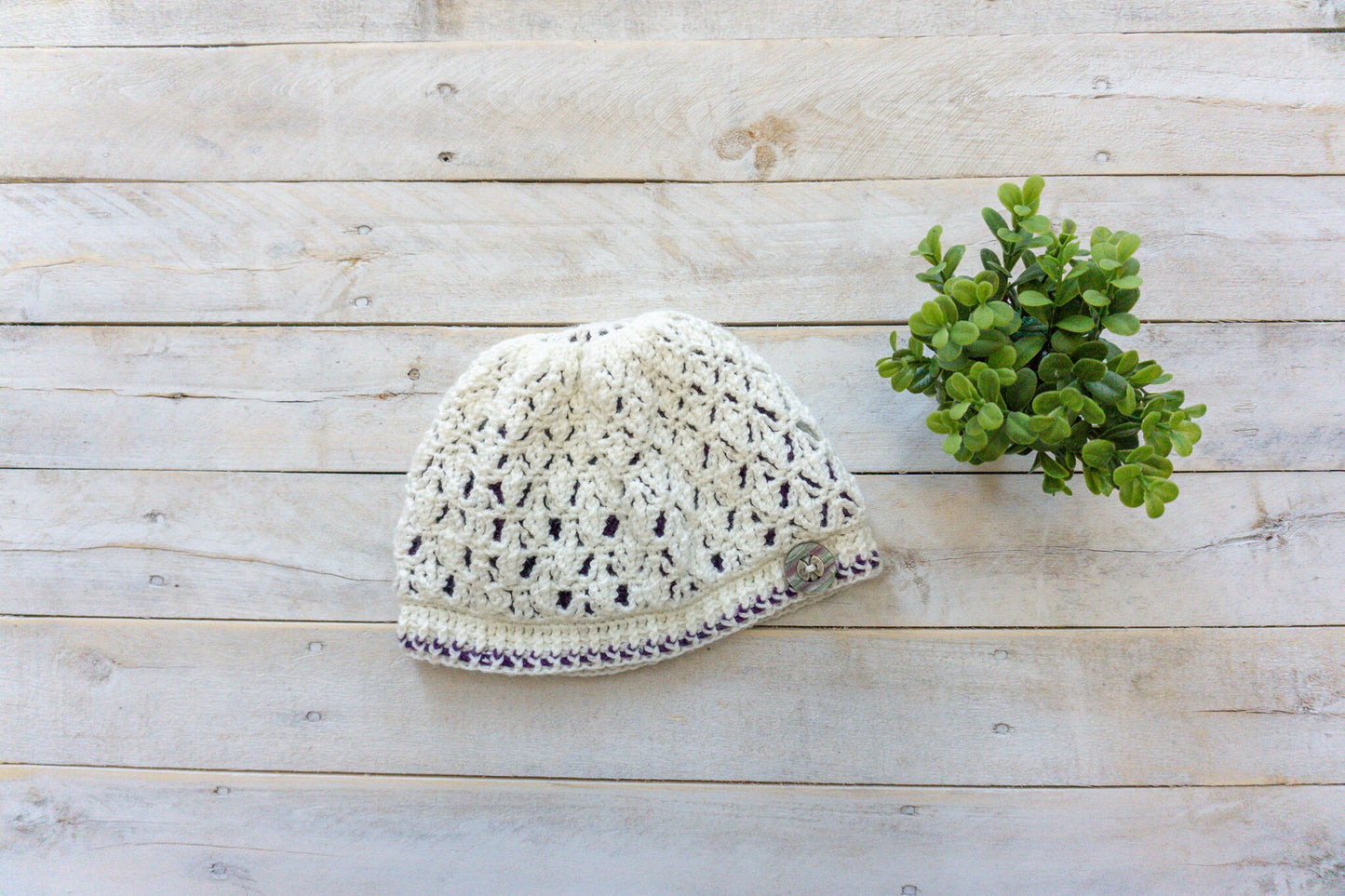 Crochet Kierra Hat with button Womens, Girls