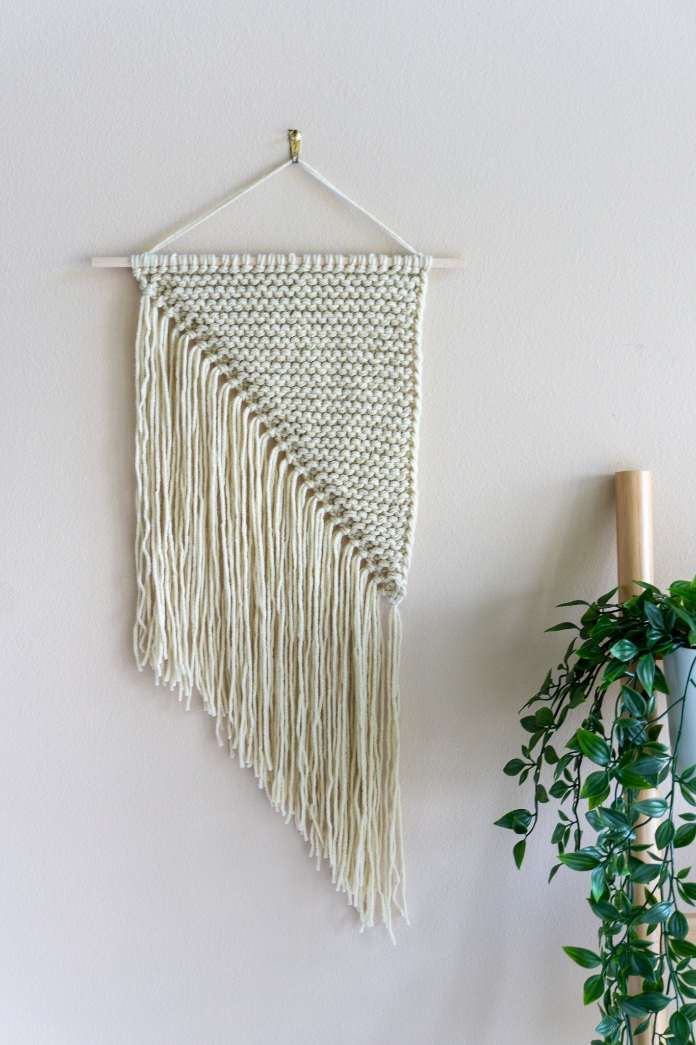 Ready to Ship, Golden Beige Knit Wall Hanging, Nursery, Baby Shower Gift