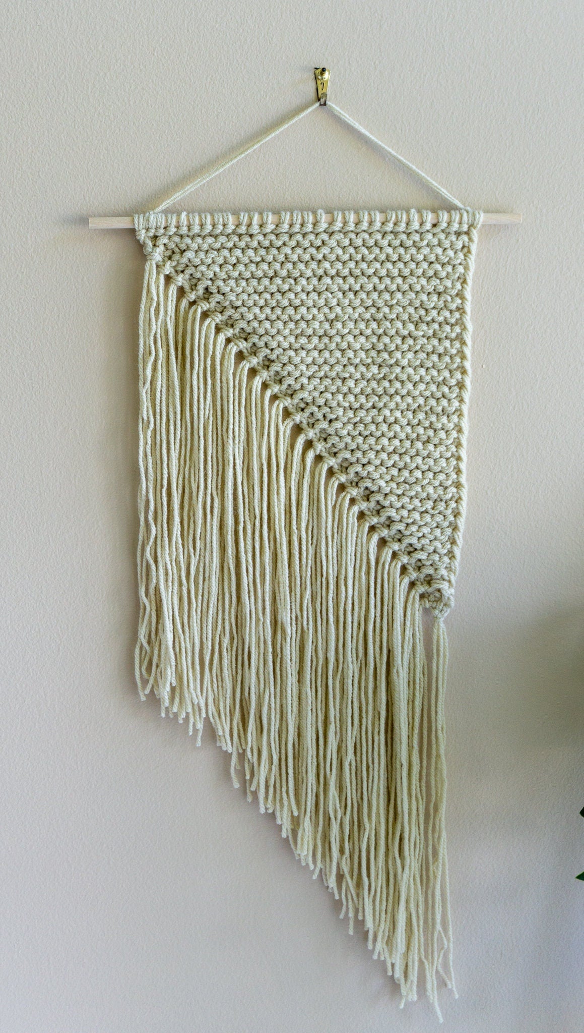 Ready to Ship, Golden Beige Knit Wall Hanging, Nursery, Baby Shower Gift