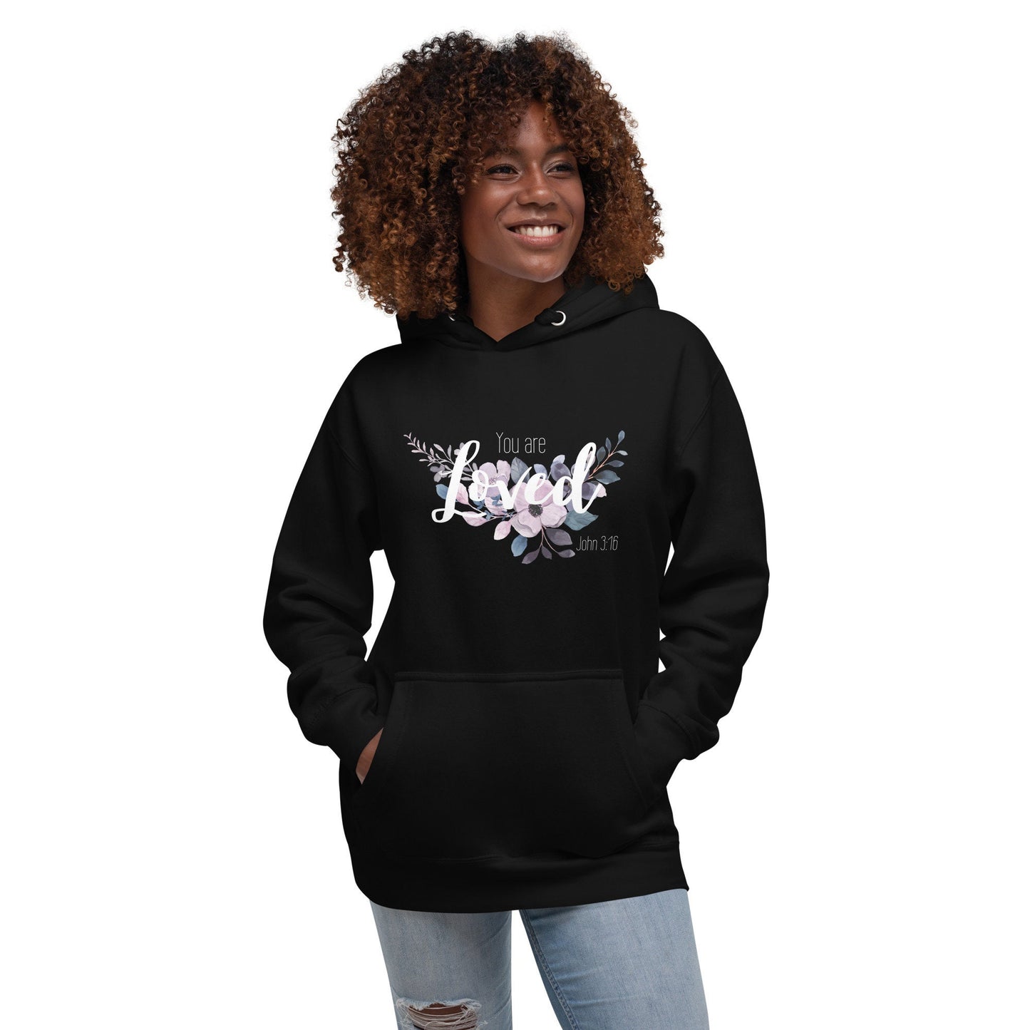 Unisex You Are Loved Hoodie - White font