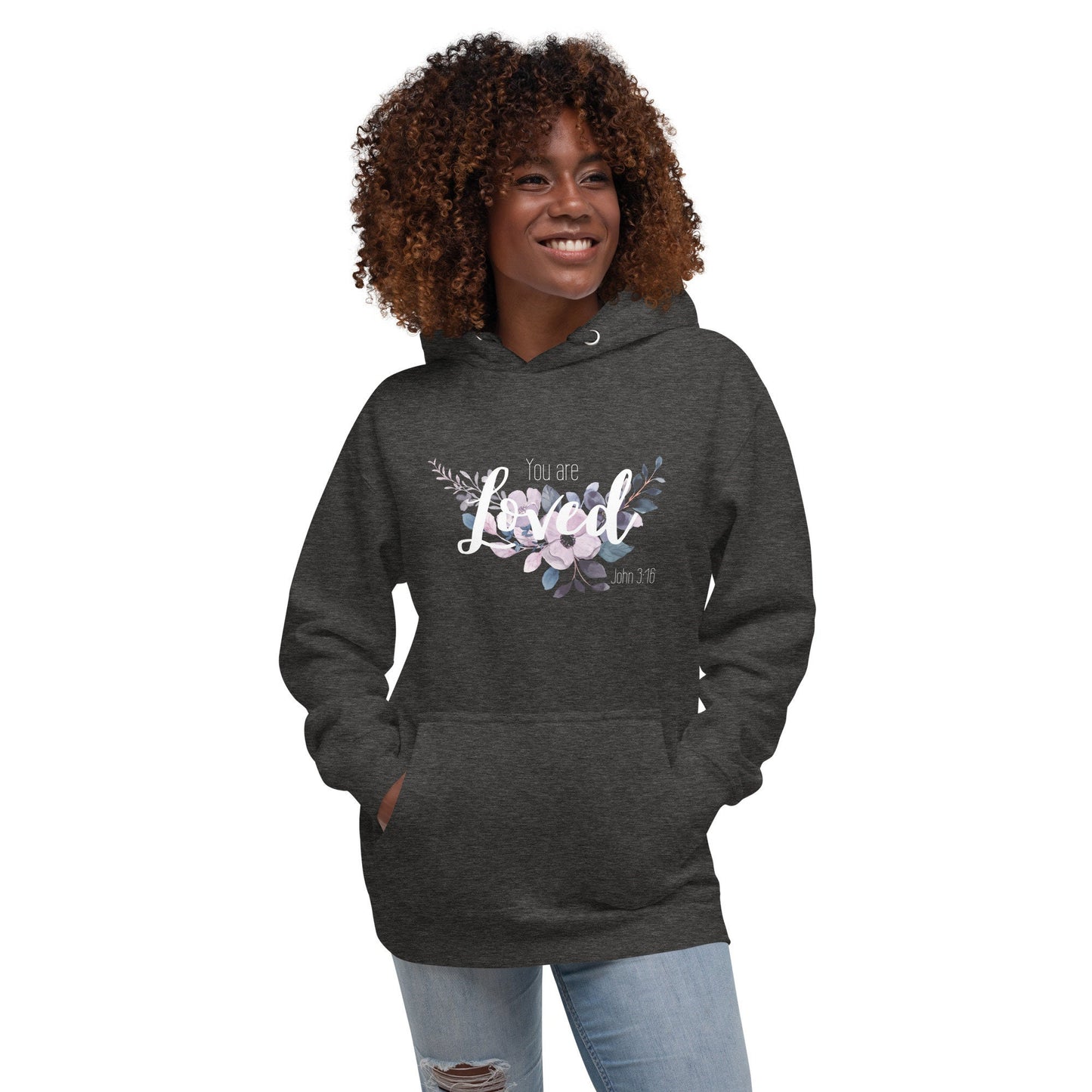 Unisex You Are Loved Hoodie - White font