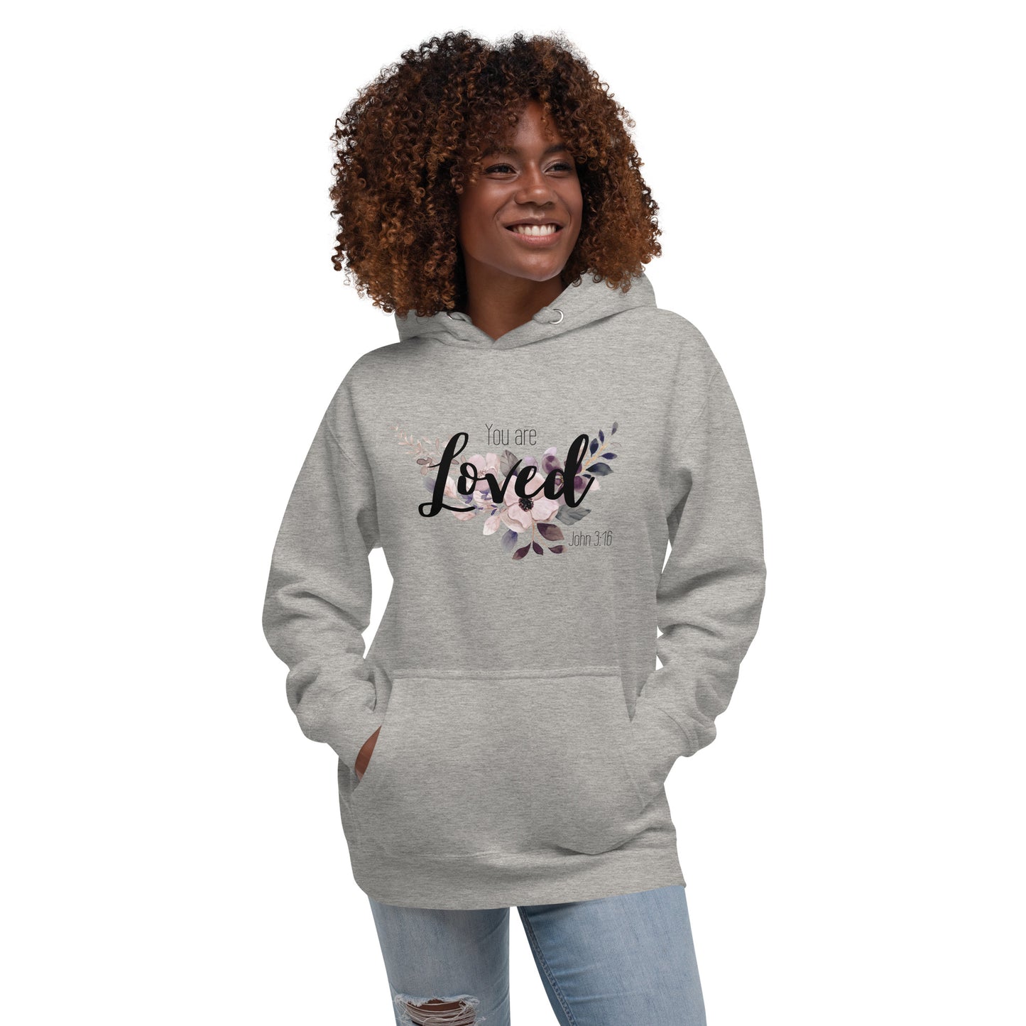 Unisex You Are Loved Hoodie - Black font