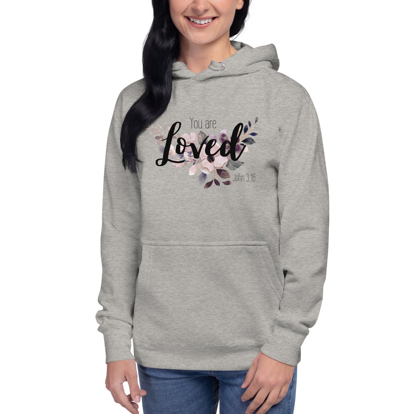 Unisex You Are Loved Hoodie - Black font