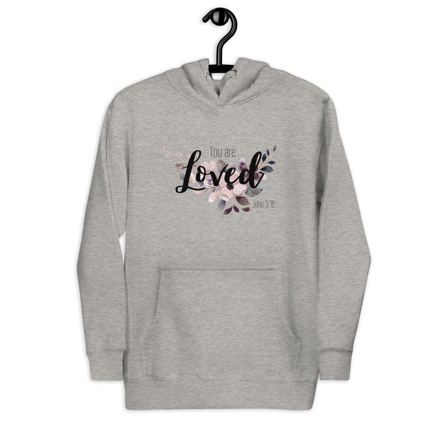 Unisex You Are Loved Hoodie - Black font