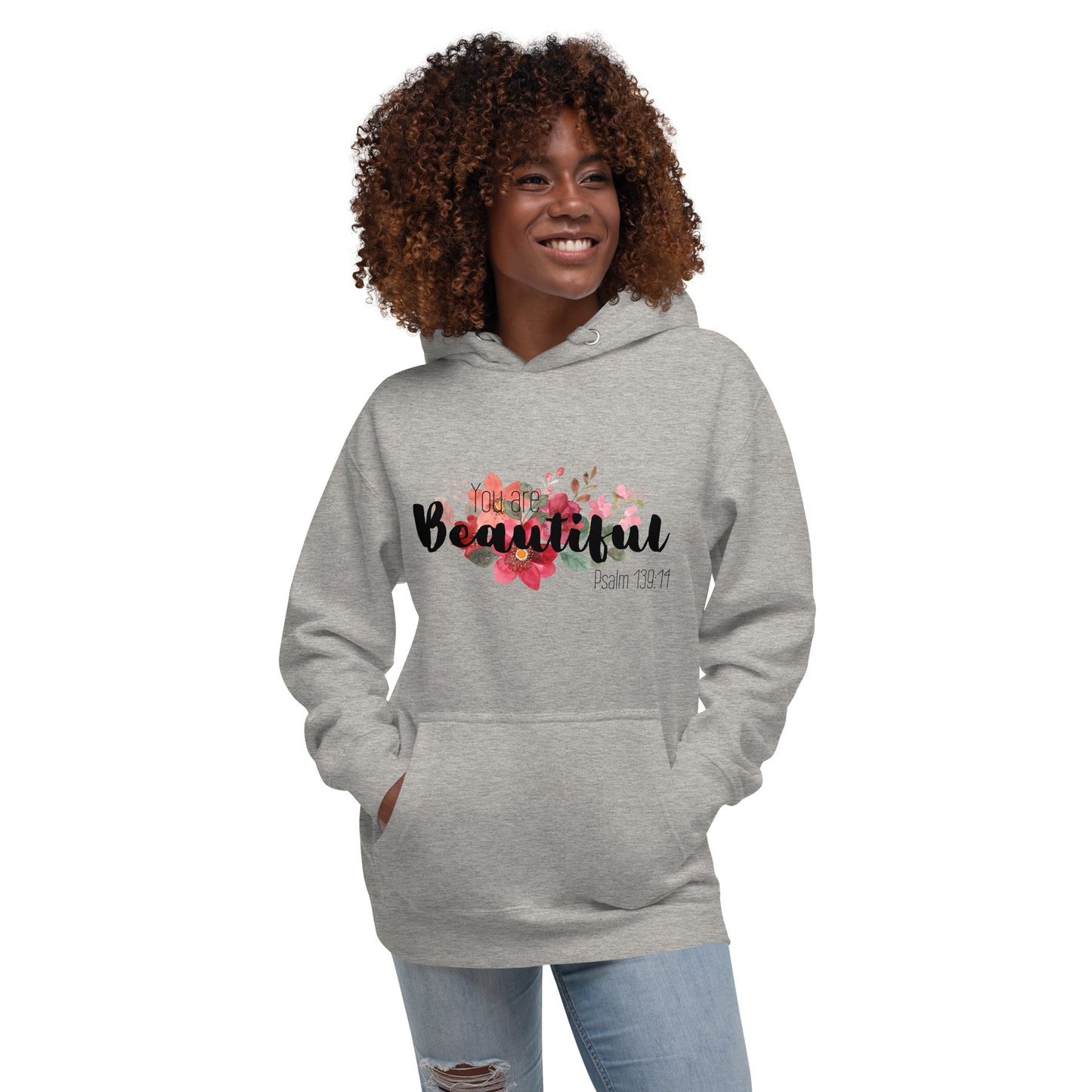 Unisex You Are Beautiful Hoodie - Black font