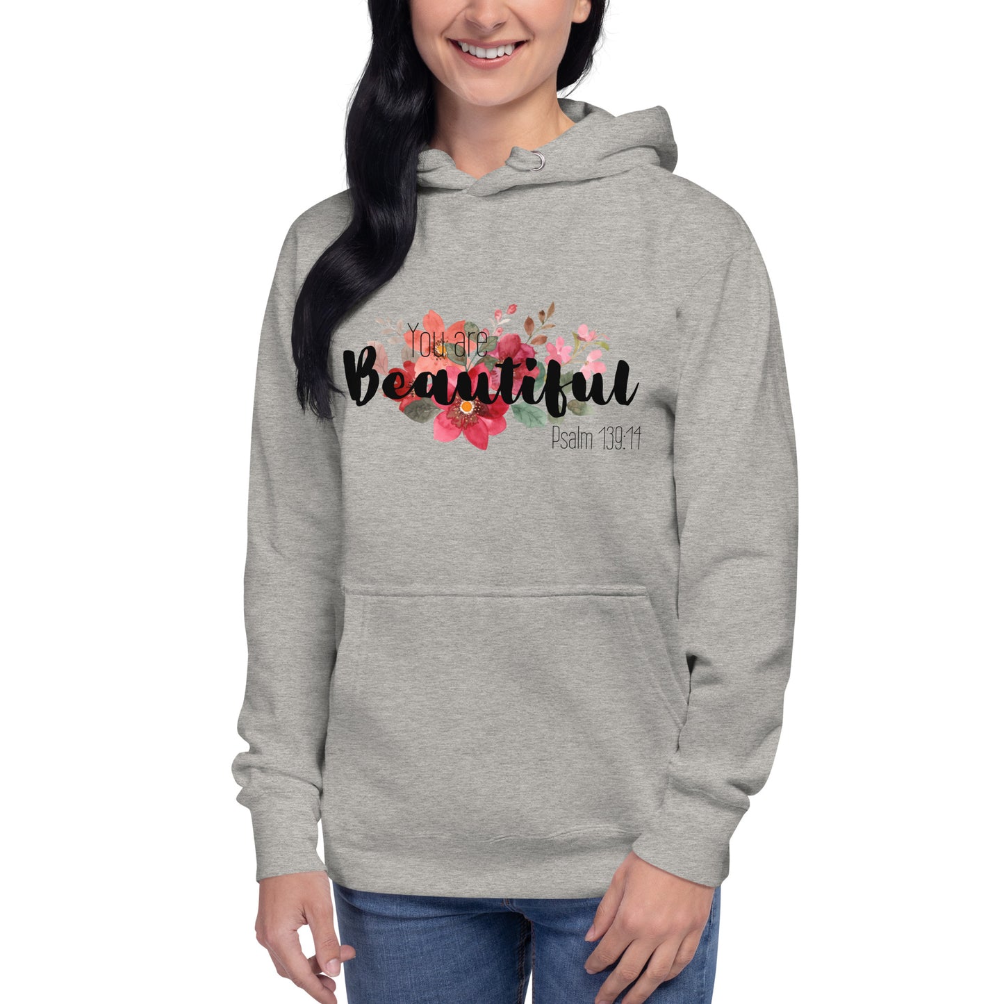 Unisex You Are Beautiful Hoodie - Black font