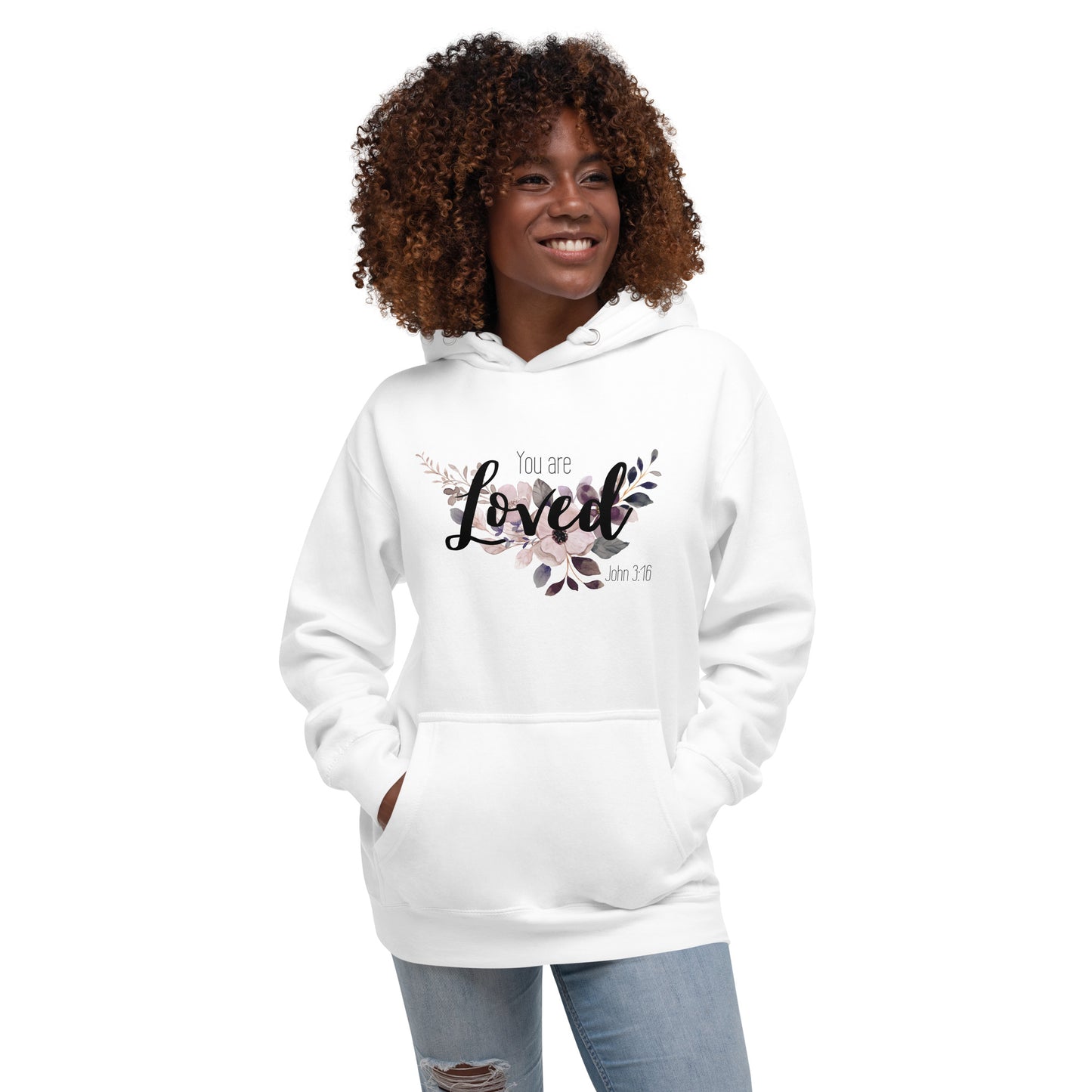 Unisex You Are Loved Hoodie - Black font