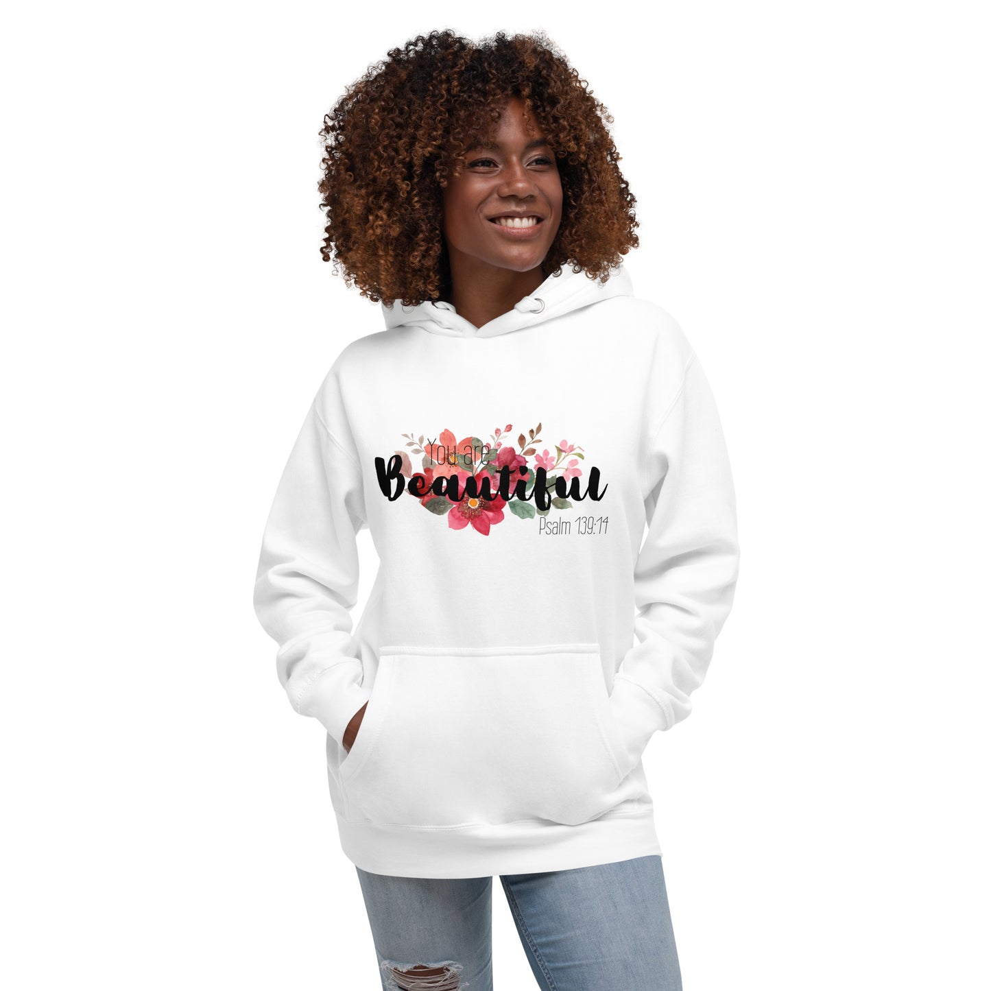 Unisex You Are Beautiful Hoodie - Black font