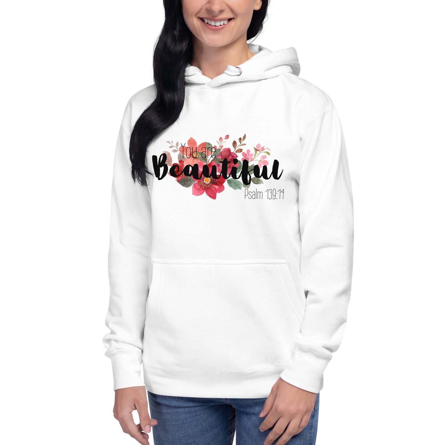 Unisex You Are Beautiful Hoodie - Black font