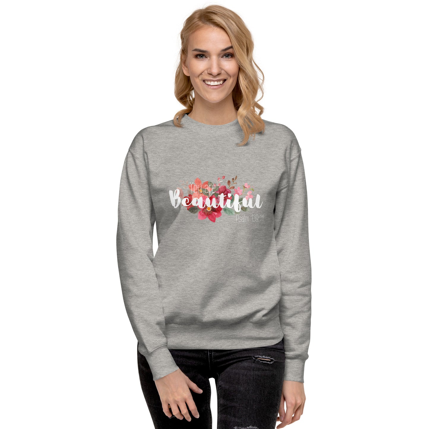 Unisex You Are Beautiful Crewneck Sweatshirt - White font