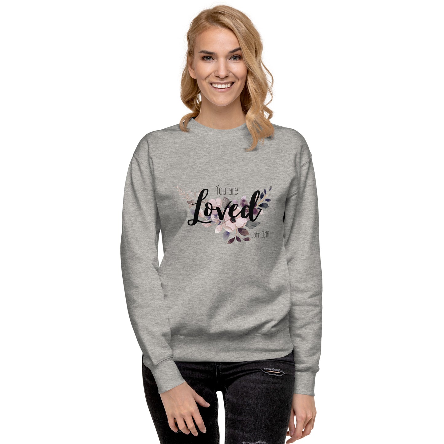 Unisex You Are Loved Crewneck Sweatshirt - Black font