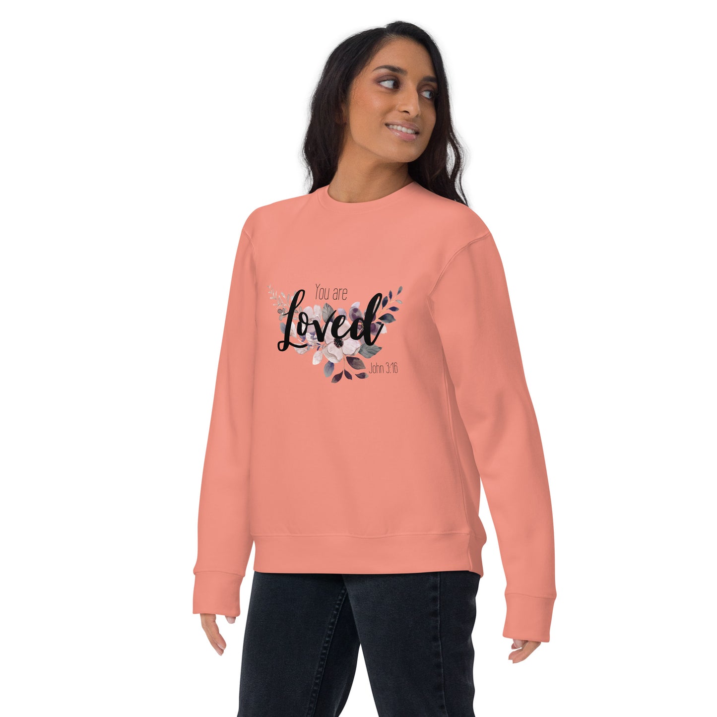 Unisex You Are Loved Crewneck Sweatshirt - Black font