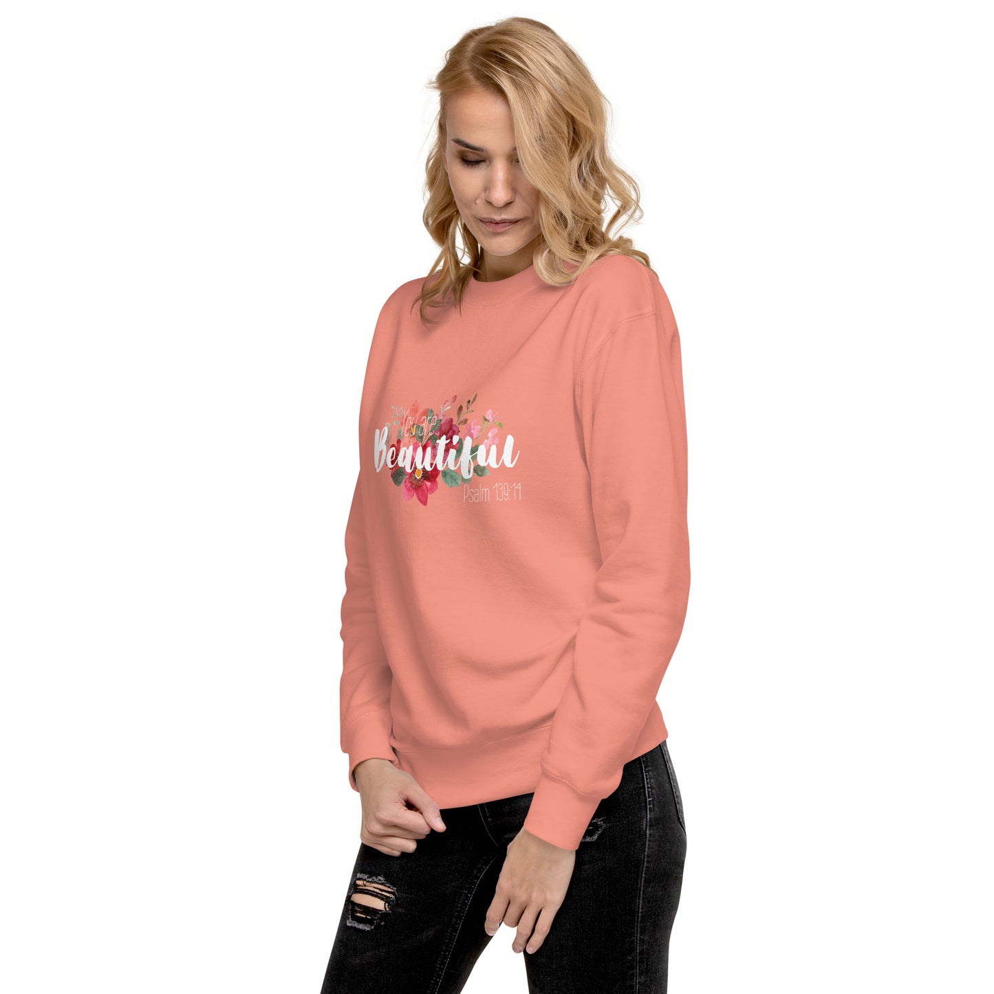 Unisex You Are Beautiful Crewneck Sweatshirt - White font