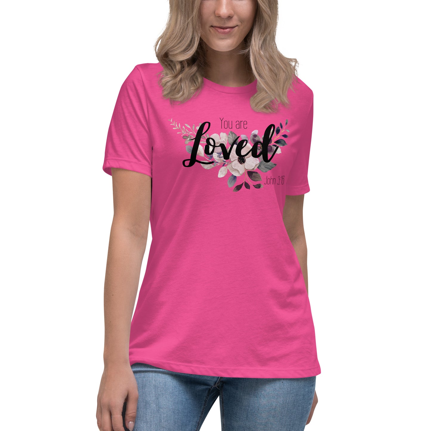 Women's Relaxed You Are Loved T-Shirt - black font