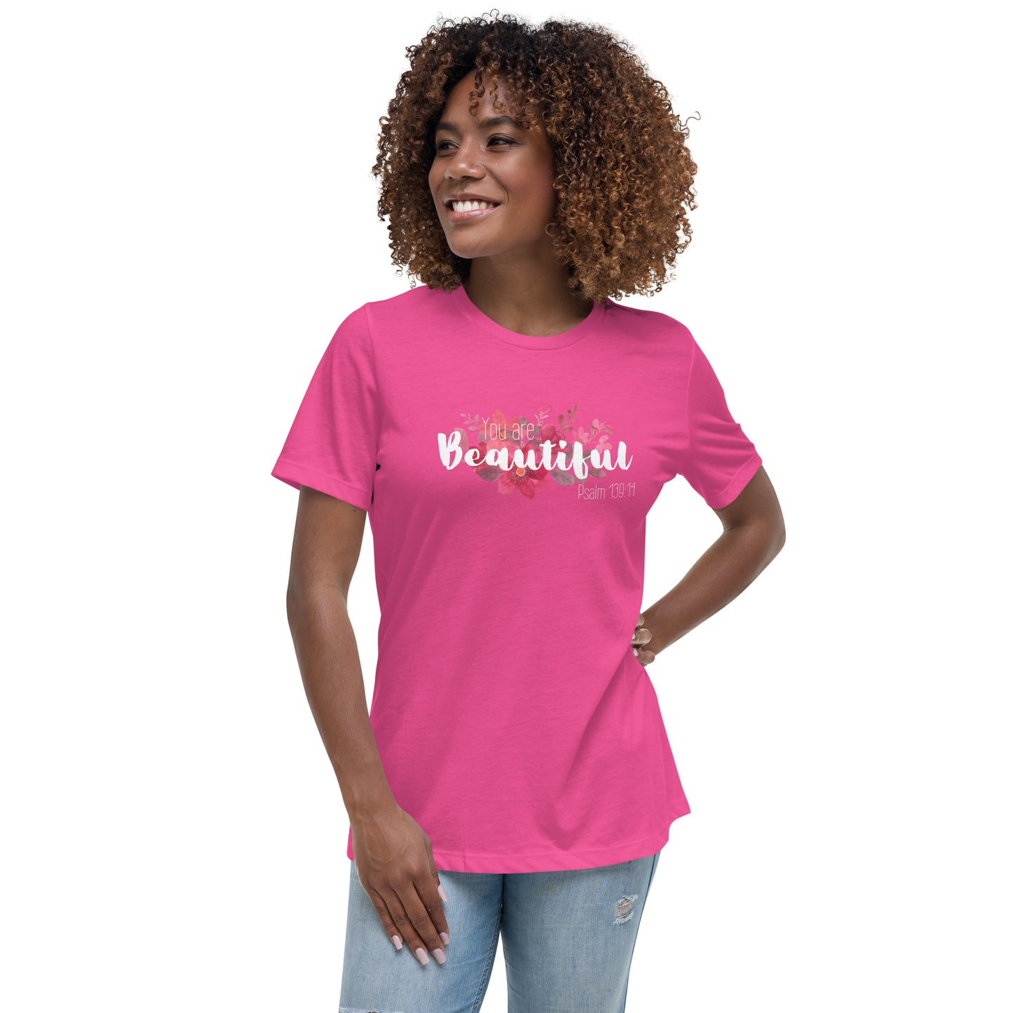 Women's Relaxed You Are Beautiul T-Shirt - white font