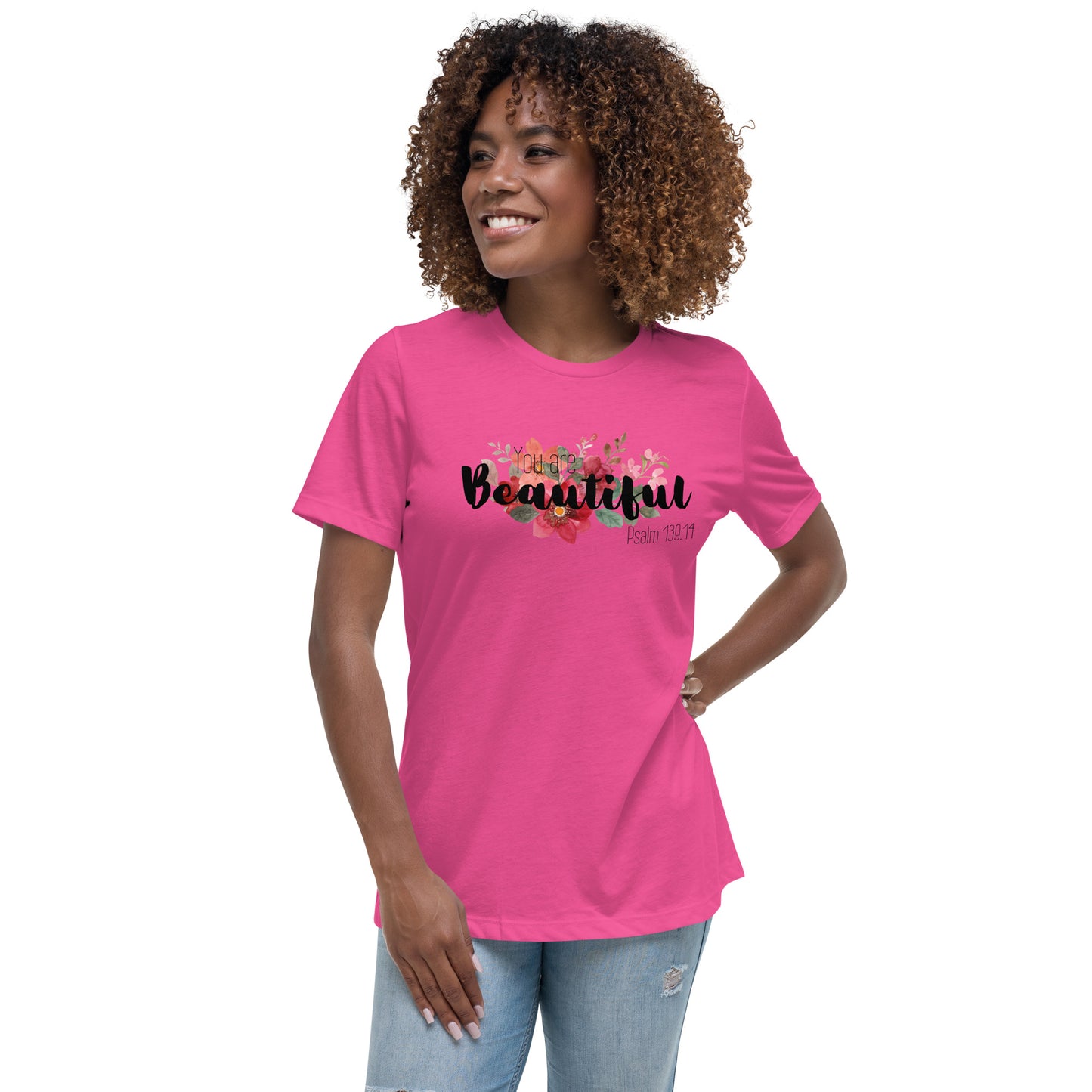 Women's Relaxed You Are Beautiful T-Shirt -black font