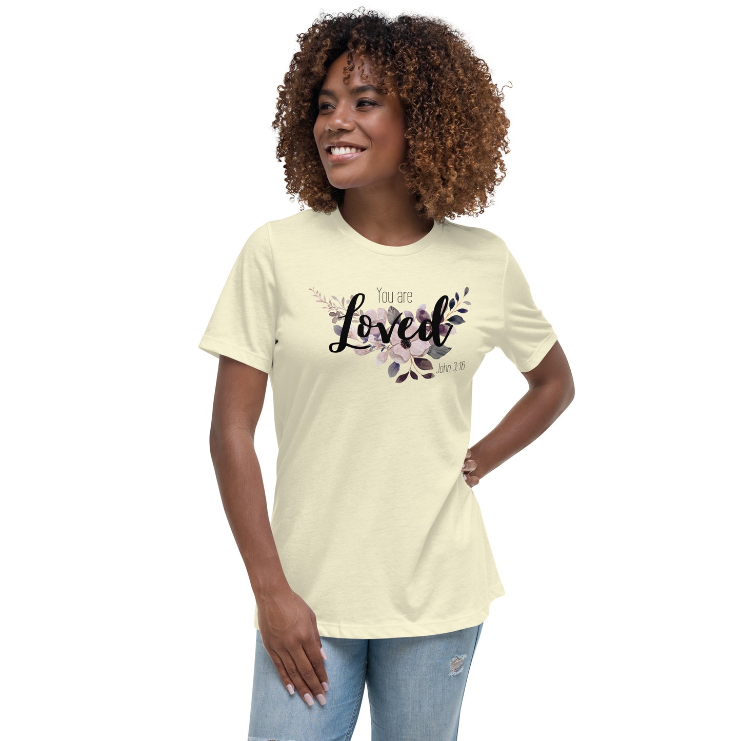 Women's Relaxed You Are Loved T-Shirt - black font