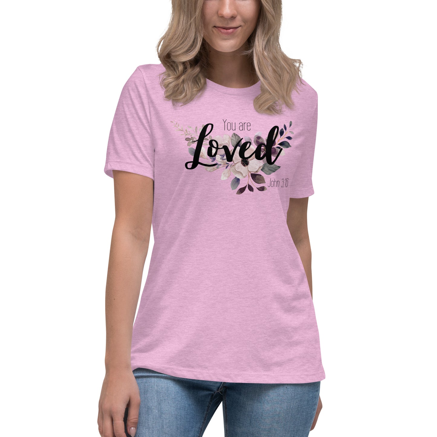 Women's Relaxed You Are Loved T-Shirt - black font