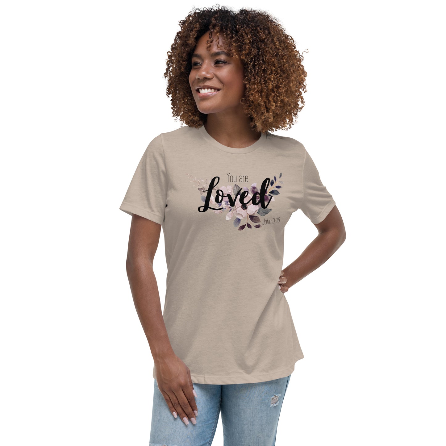 Women's Relaxed You Are Loved T-Shirt - black font