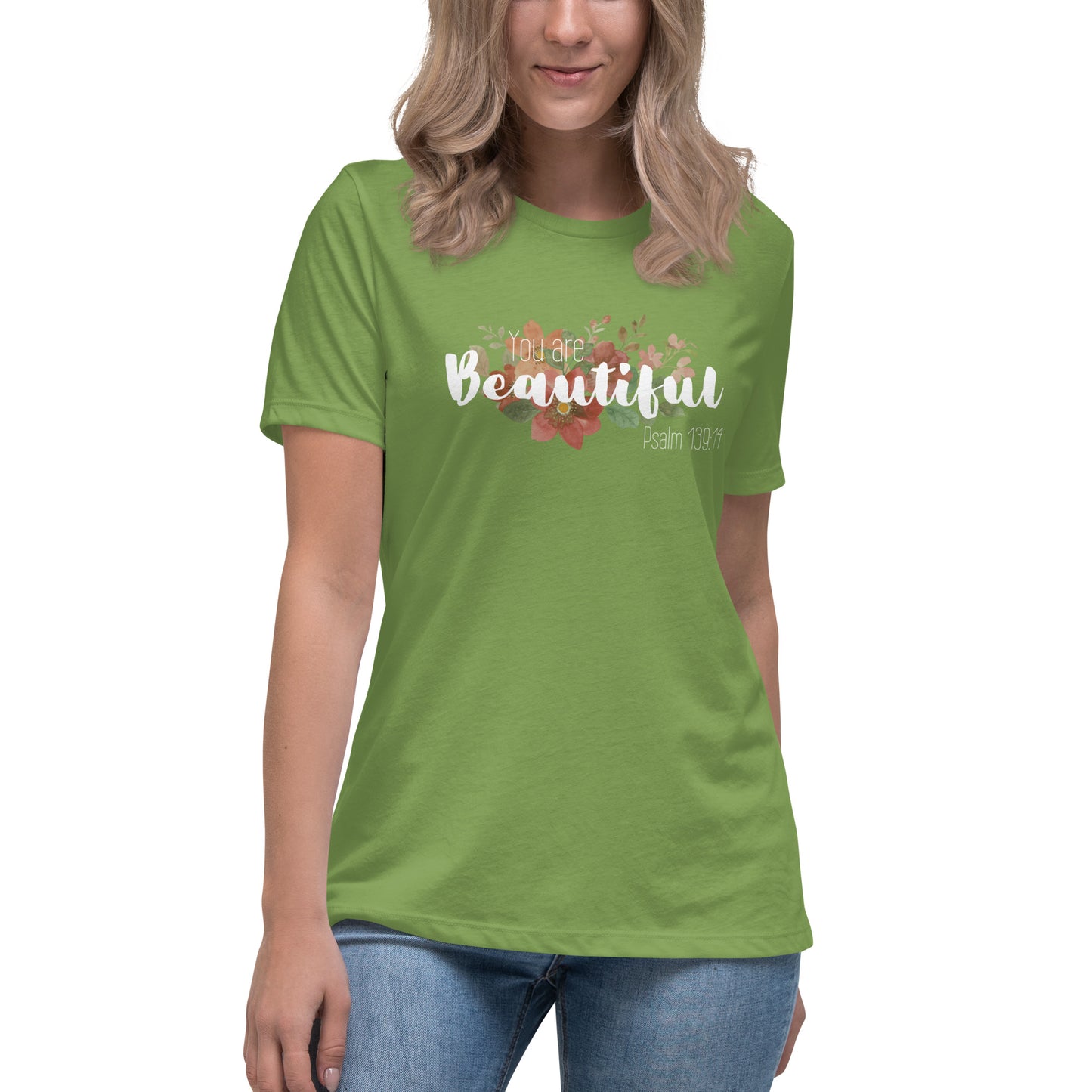 Women's Relaxed You Are Beautiul T-Shirt - white font