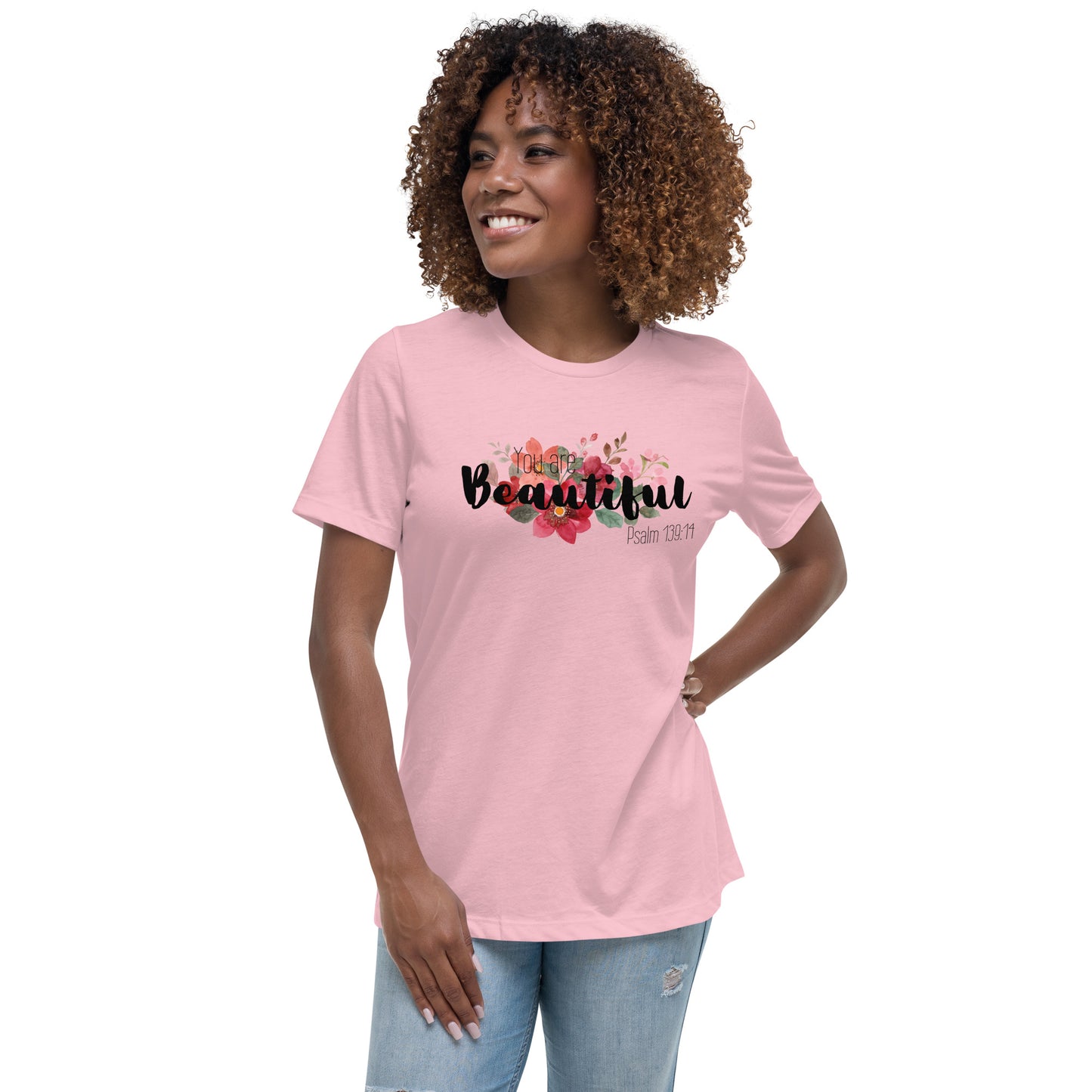 Women's Relaxed You Are Beautiful T-Shirt -black font