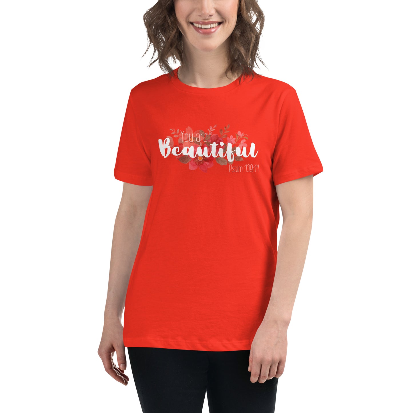 Women's Relaxed You Are Beautiul T-Shirt - white font